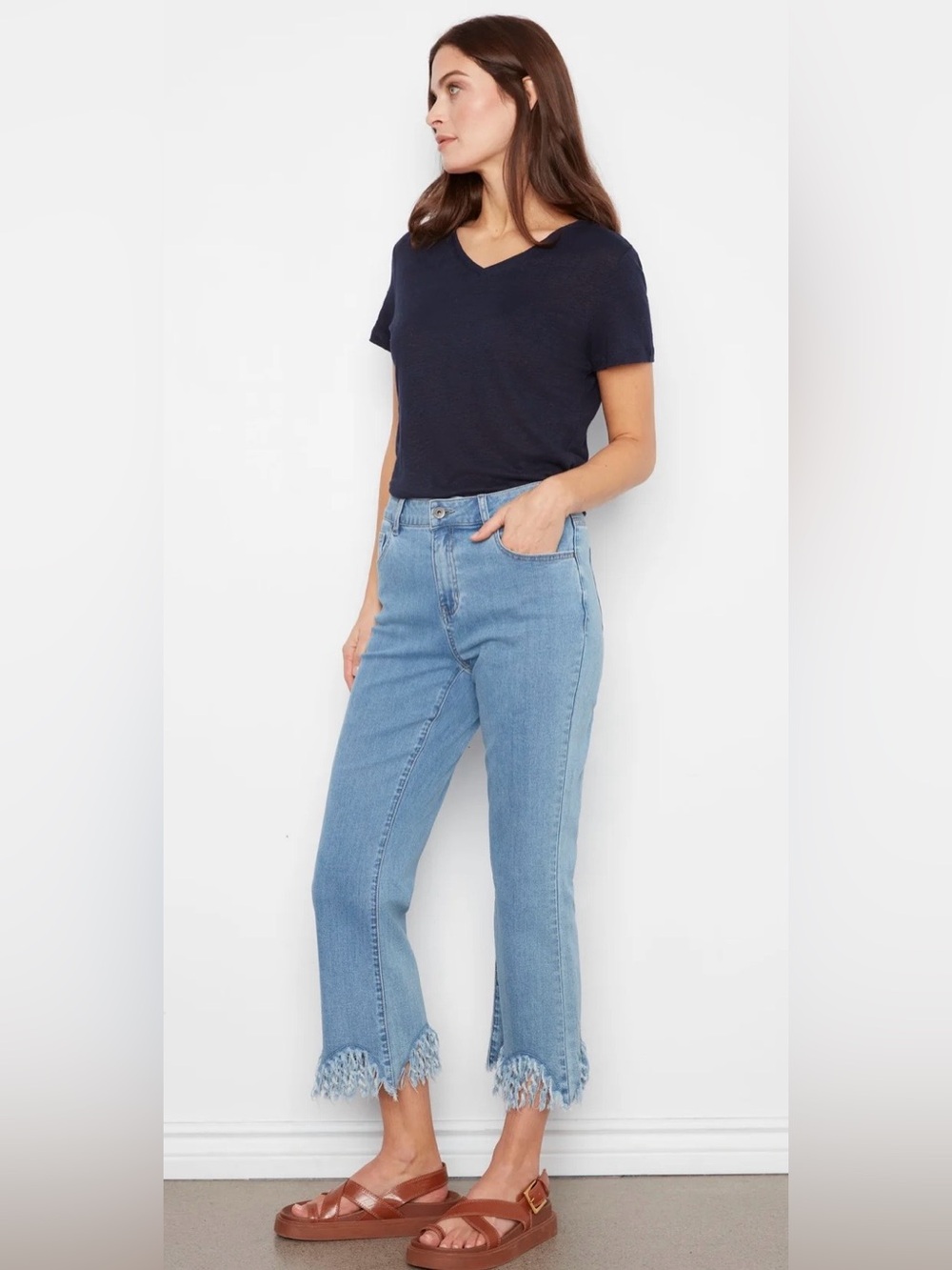 Charlie B Cropped Jeans With Fringed Hem✨Size 8 Sold Out Online